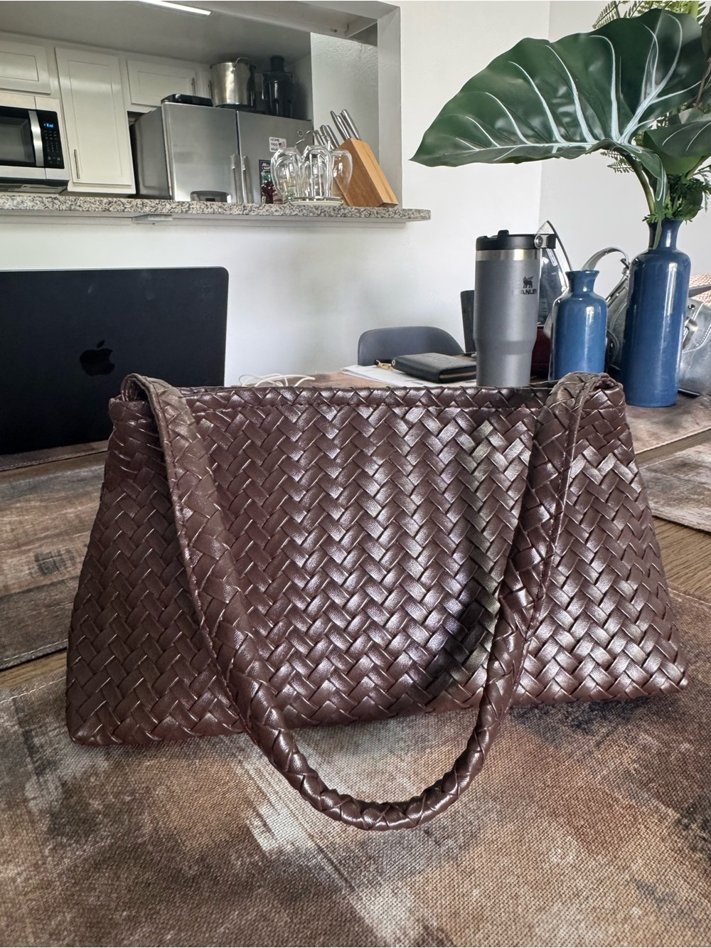 Woven Brown Shoulder Bag - Classic Women’s Tote